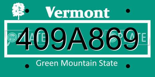 409A869 Vermont License Plate