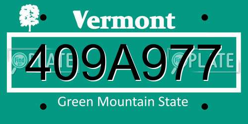 409A977 Vermont License Plate
