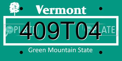 409T04 Vermont License Plate