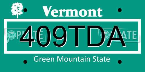 409TDA Vermont License Plate