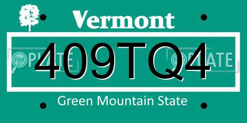 409TQ4 Vermont License Plate