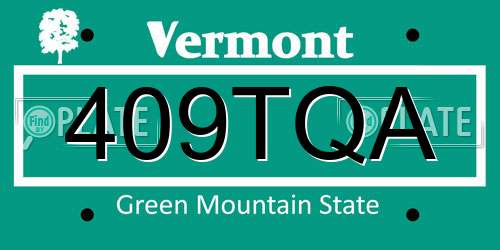 409TQA Vermont License Plate