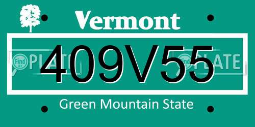 409V55 Vermont License Plate