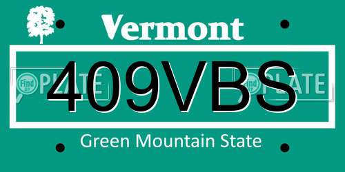 409VBS Vermont License Plate