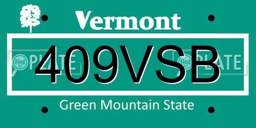409VSB Vermont License Plate