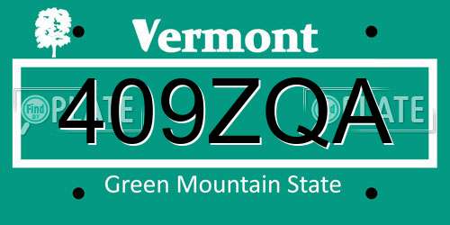409ZQA Vermont License Plate