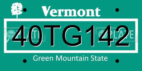 40TG142 Vermont License Plate