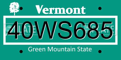 40WS685 Vermont License Plate