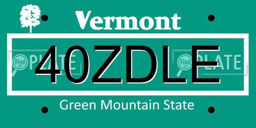 40ZDLE Vermont License Plate