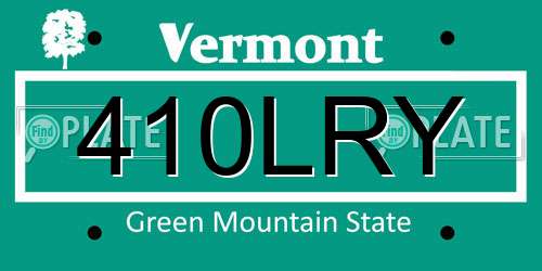 410LRY Vermont License Plate