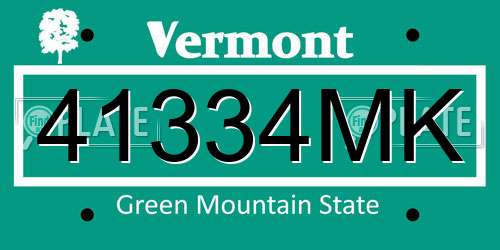 41334MK Vermont License Plate