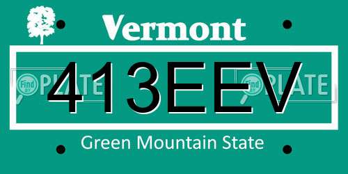 413EEV Vermont License Plate