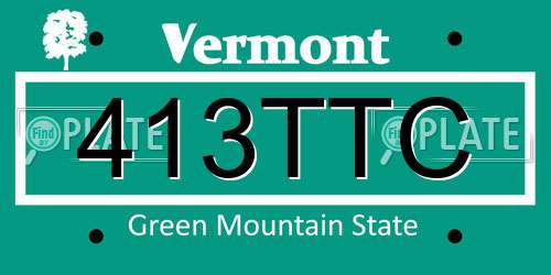 413TTC Vermont License Plate