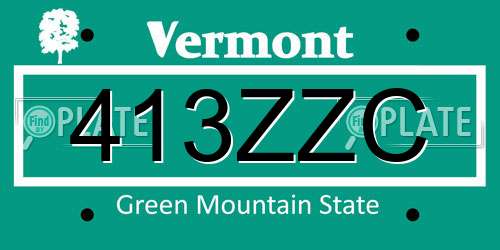 413ZZC Vermont License Plate