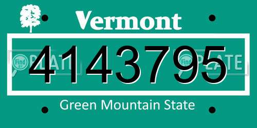 4143795 Vermont License Plate
