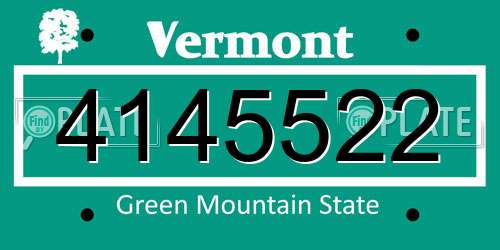 4145522 Vermont License Plate