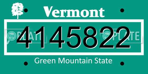 4145822 Vermont License Plate