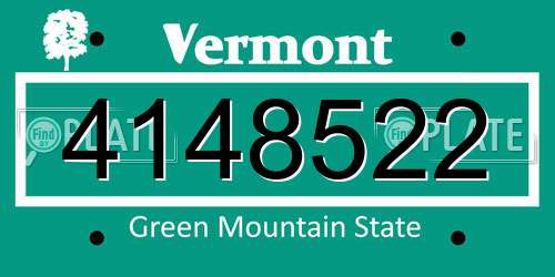 4148522 Vermont License Plate