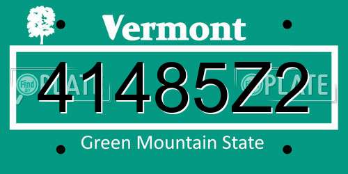 41485Z2 Vermont License Plate