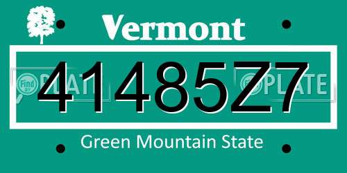 41485Z7 Vermont License Plate
