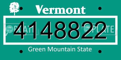 4148822 Vermont License Plate