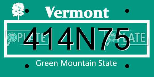 414N75 Vermont License Plate