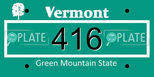 416 Vermont License Plate