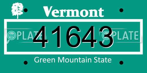 41643 Vermont License Plate