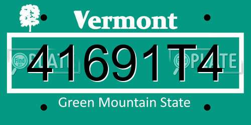 41691T4 Vermont License Plate