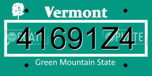 41691Z4 Vermont License Plate
