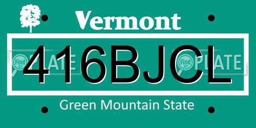 416BJCL Vermont License Plate