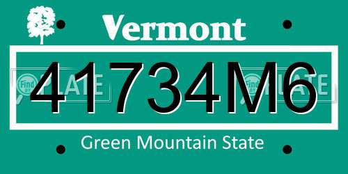 41734M6 Vermont License Plate