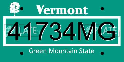 41734MG Vermont License Plate