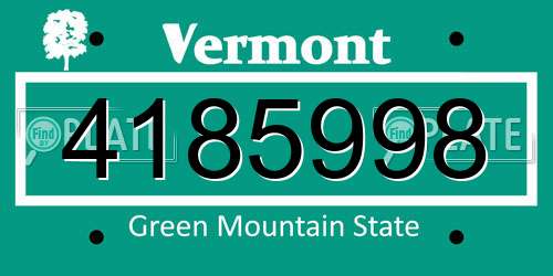4185998 Vermont License Plate