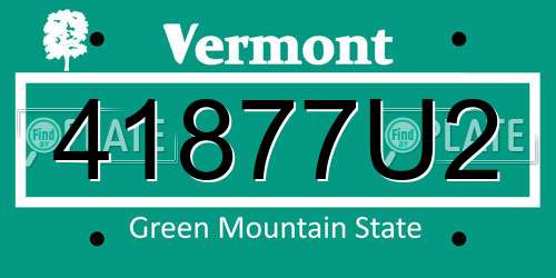 41877U2 Vermont License Plate