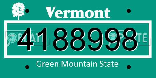 4188998 Vermont License Plate
