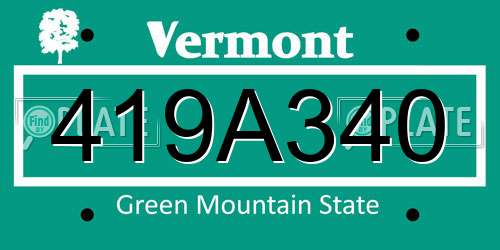 419A340 Vermont License Plate