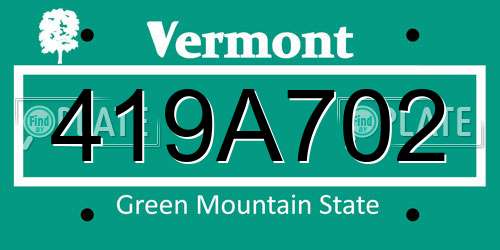 419A702 Vermont License Plate