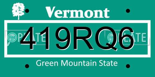 419RQ6 Vermont License Plate