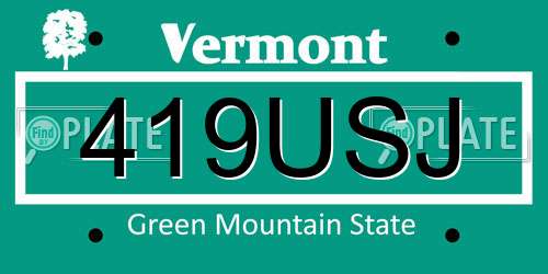 419USJ Vermont License Plate