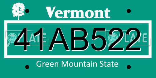 41AB522 Vermont License Plate
