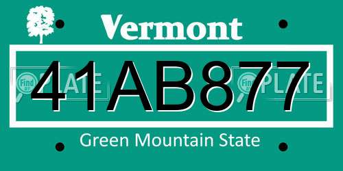 41AB877 Vermont License Plate