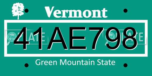 41AE798 Vermont License Plate