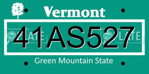 41AS527 Vermont License Plate