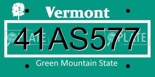 41AS577 Vermont License Plate