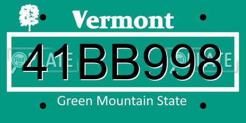 41BB998 Vermont License Plate