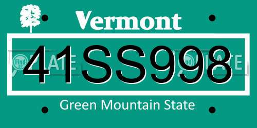 41SS998 Vermont License Plate