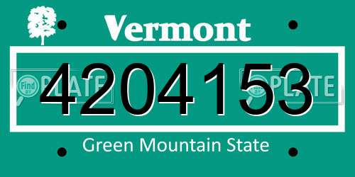 4204153 Vermont License Plate