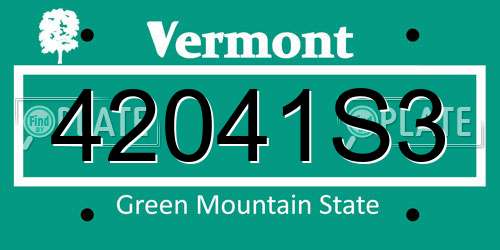 42041S3 Vermont License Plate