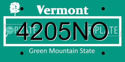 4205NO Vermont License Plate